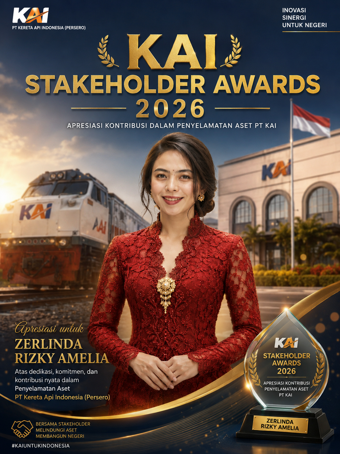 KAI Stakeholder Awards 2026 Apresiasi Kontribusi Zerlinda Rizky Amelia dalam Penyelamatan Aset PT KAI