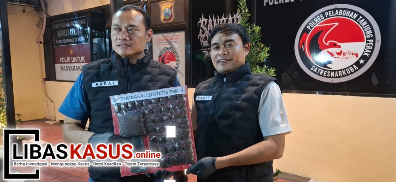 Polres Pelabuhan Tanjung Perak Ungkap Peredaran Narkotika,Sita 148,7 gram Tembakau Sintetis