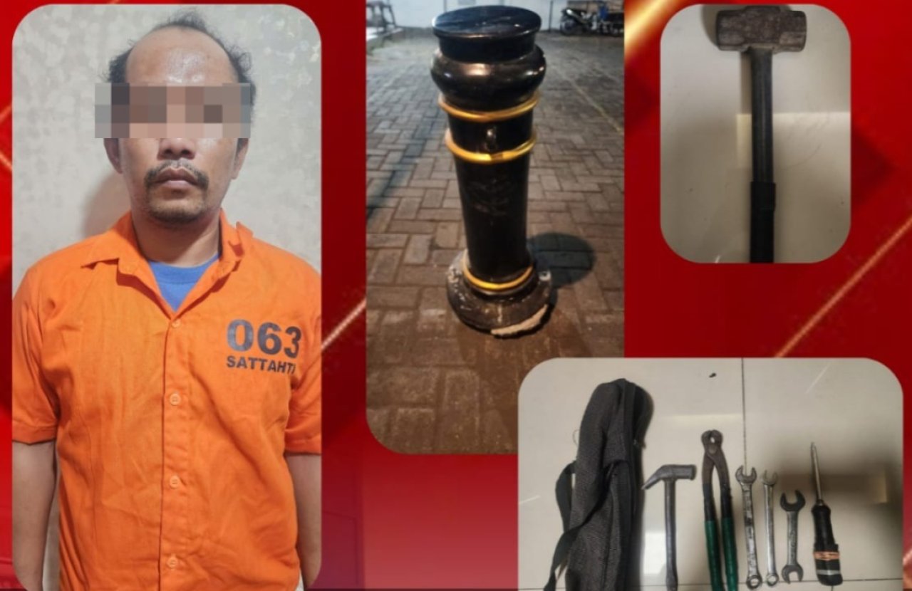 Polsek Pabean Cantikan Amankan DPO Pencuri 14 Bollard di Kembang Jepun